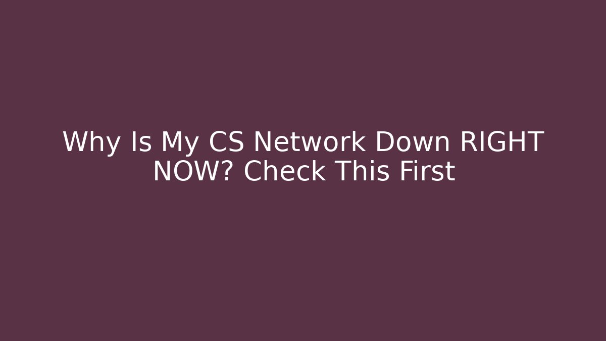 Why Is My CS Network Down RIGHT NOW? Check This First