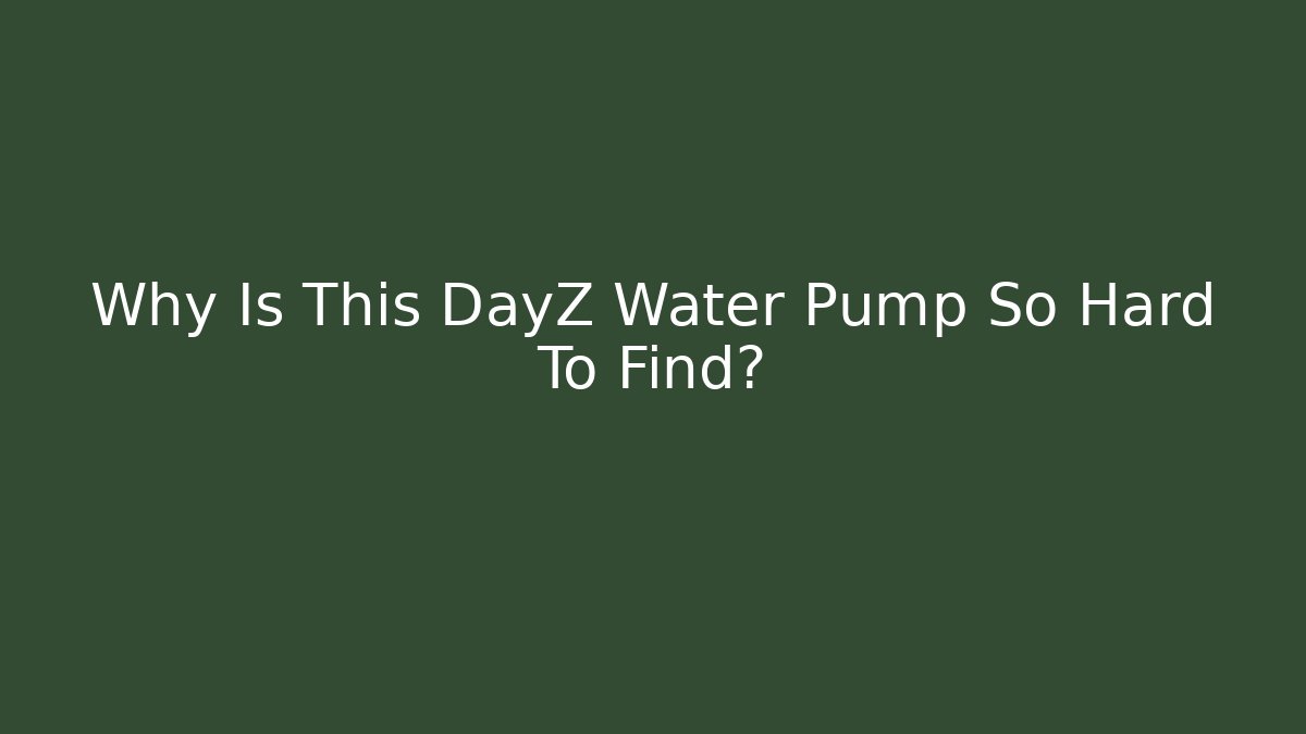 Why Is This DayZ Water Pump So Hard To Find?