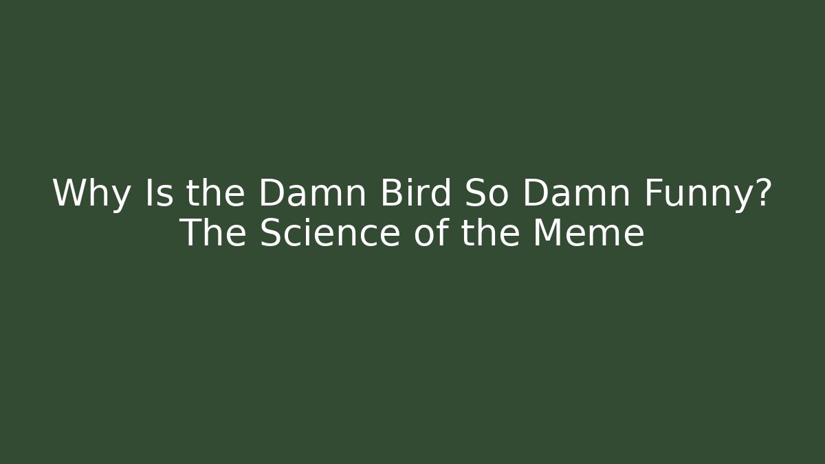 Why Is the Damn Bird So Damn Funny? The Science of the Meme