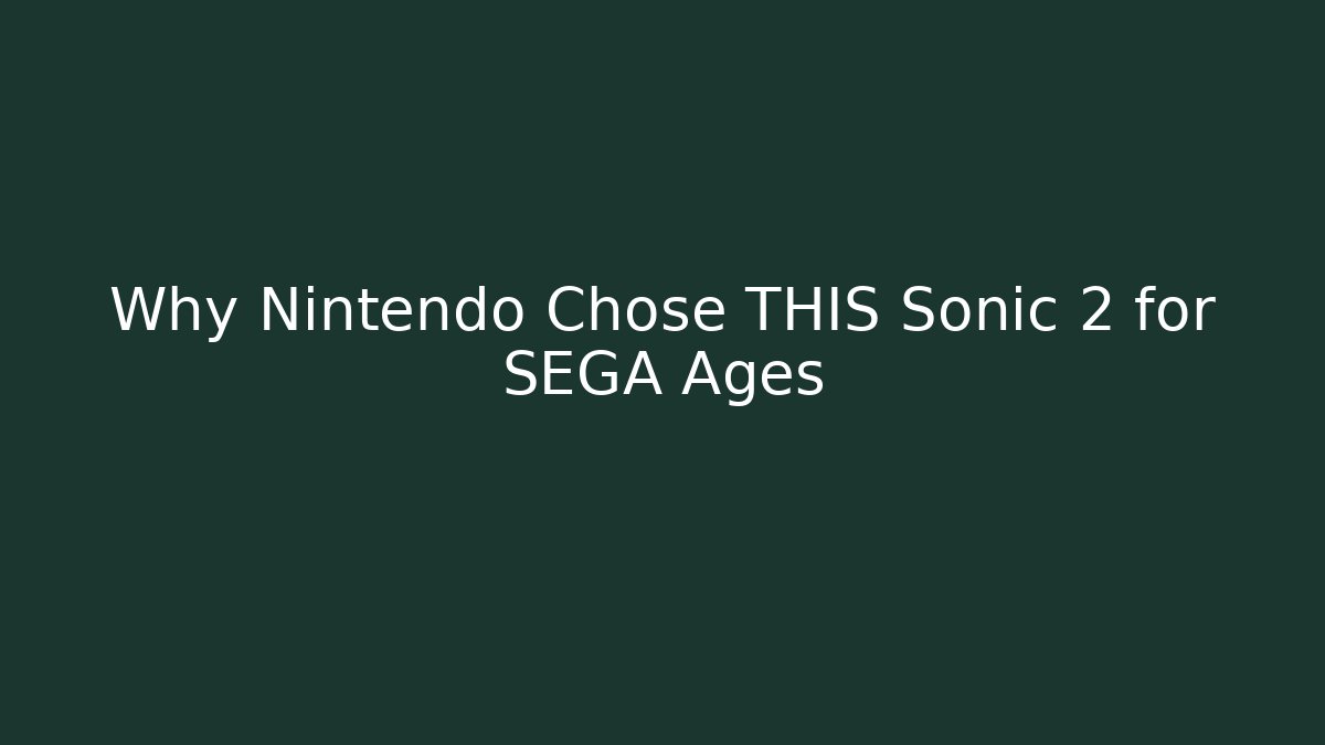 Why Nintendo Chose THIS Sonic 2 for SEGA Ages - Vintage E-Juice
