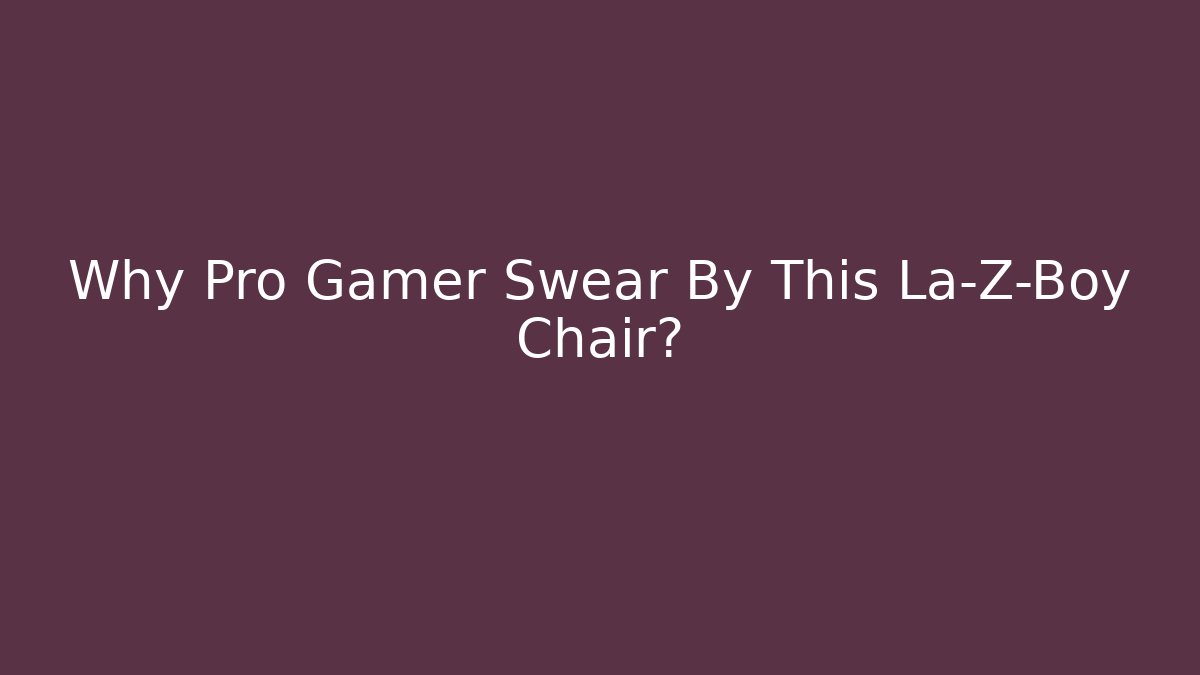 Why Pro Gamer Swear By This La-Z-Boy Chair?