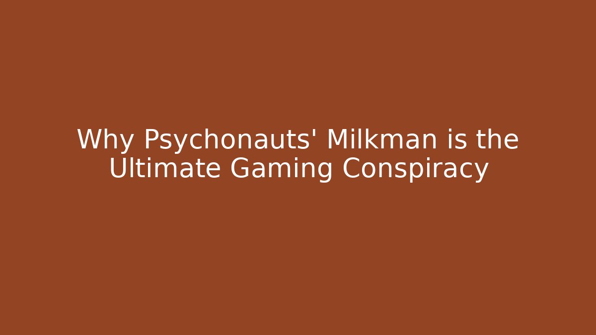 Why Psychonauts' Milkman is the Ultimate Gaming Conspiracy