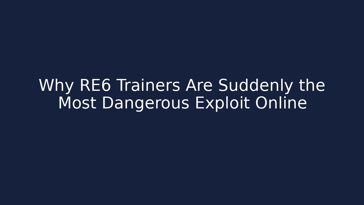 Why RE6 Trainers Are Suddenly the Most Dangerous Exploit Online