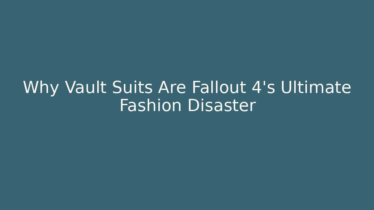 Why Vault Suits Are Fallout 4’s Ultimate Fashion Disaster