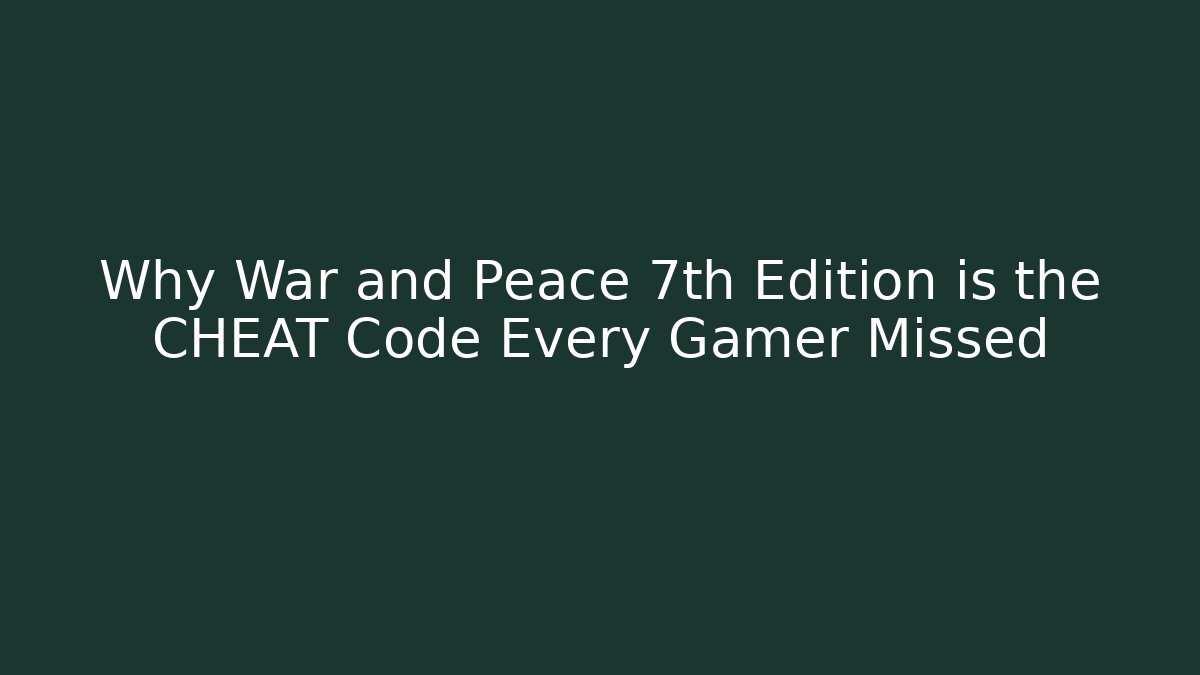 Why War and Peace 7th Edition is the CHEAT Code Every Gamer Missed