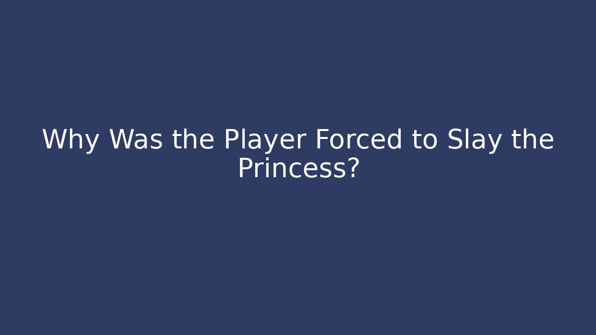 Why Was the Player Forced to Slay the Princess?