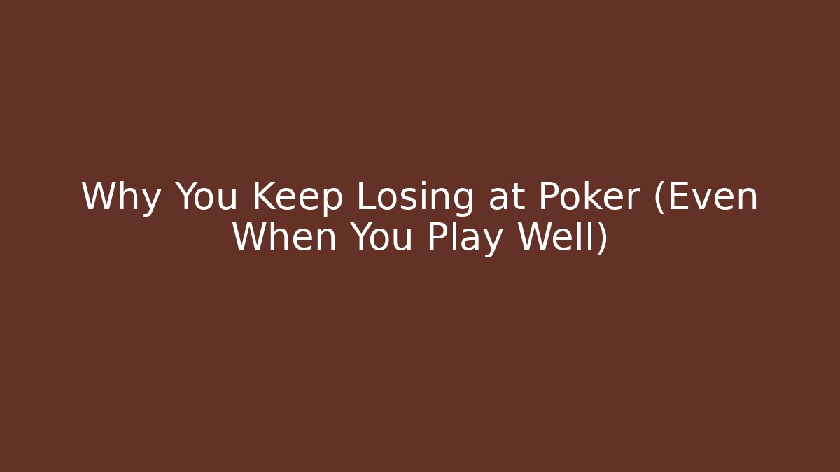 Why You Keep Losing at Poker (Even When You Play Well)