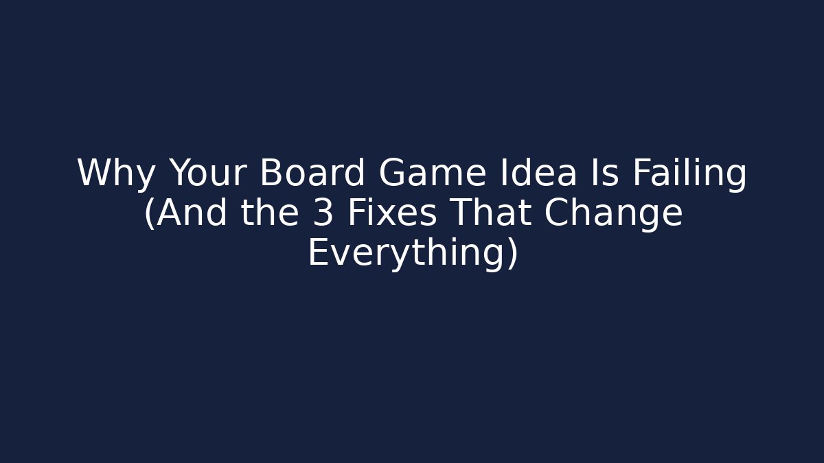 Why Your Board Game Idea Is Failing (And the 3 Fixes That Change Everything)