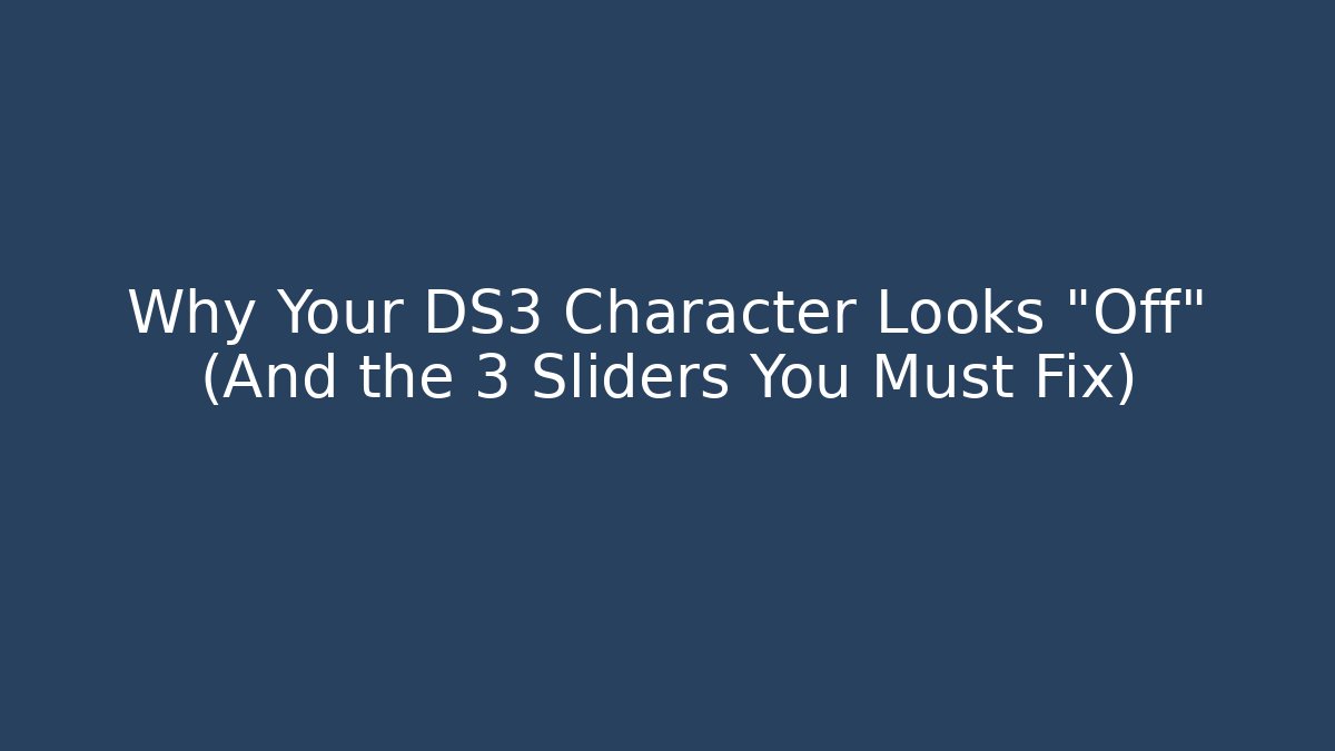 Why Your DS3 Character Looks "Off" (And the 3 Sliders You Must Fix)