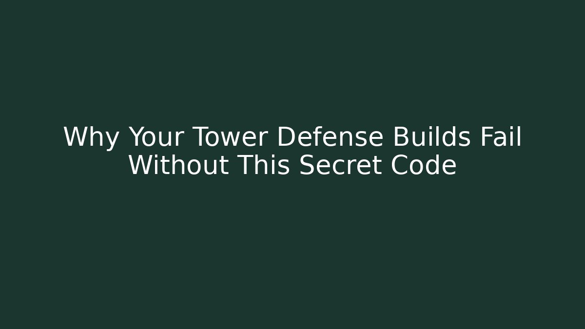 Why Your Tower Defense Builds Fail Without This Secret Code