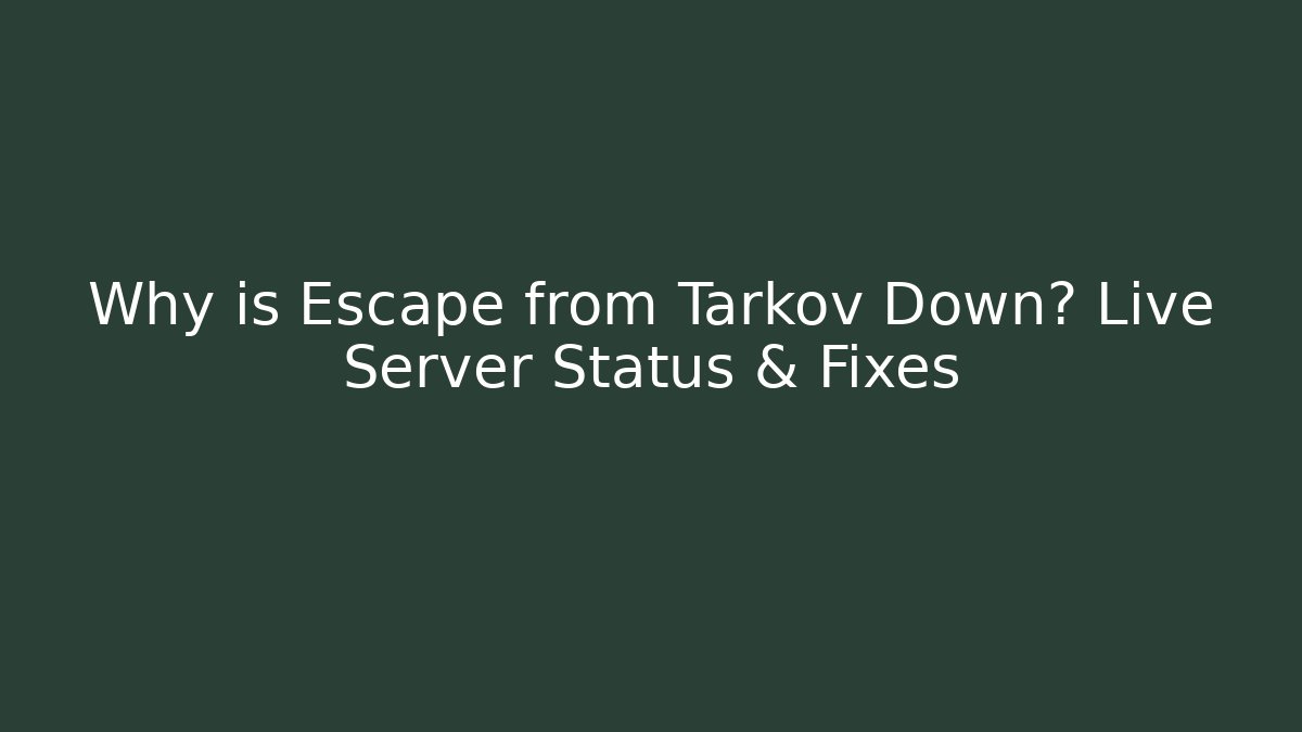 Why is Escape from Tarkov Down? Live Server Status & Fixes