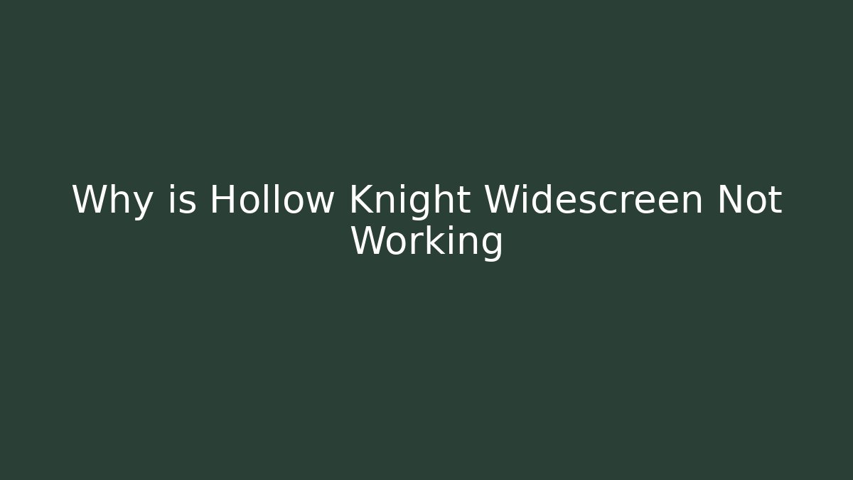 Why is Hollow Knight Widescreen Not Working - Vintage E-Juice