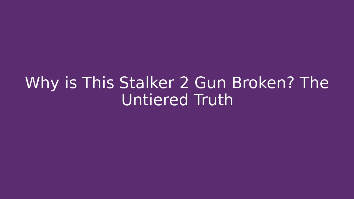 Why is This Stalker 2 Gun Broken? The Untiered Truth