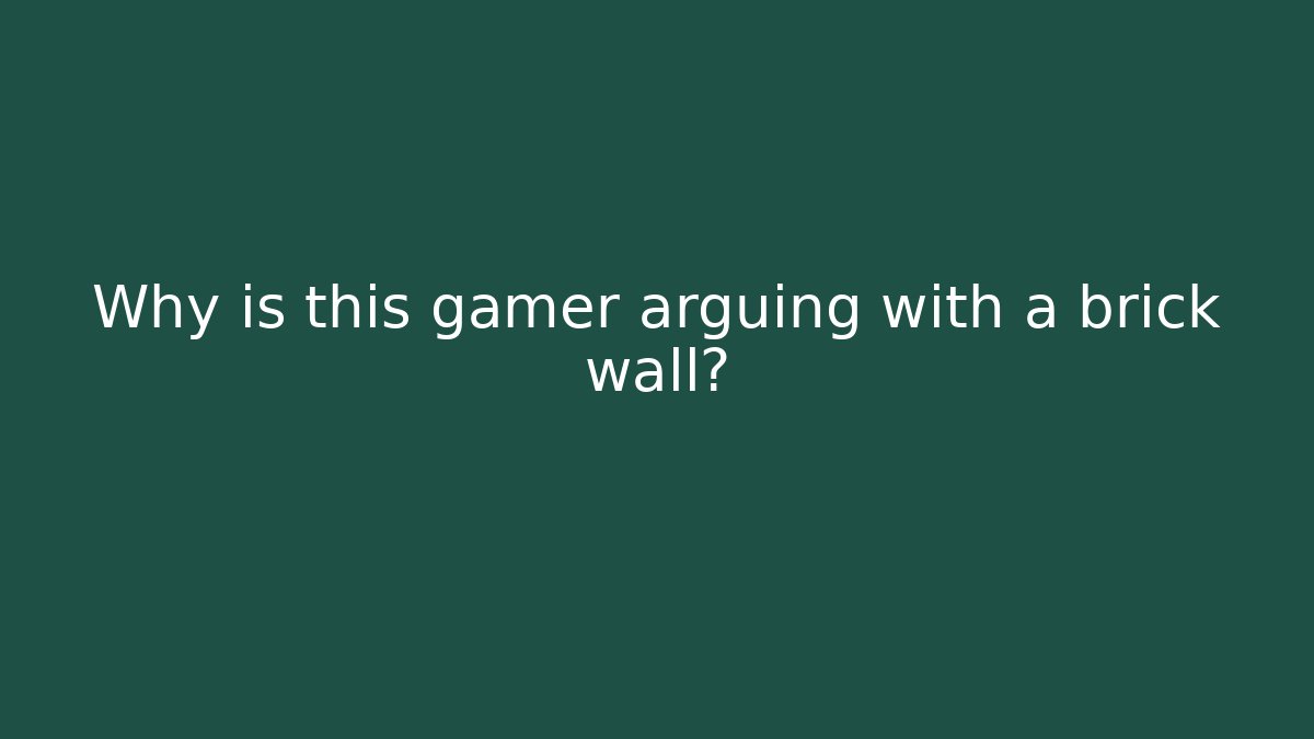Why is this gamer arguing with a brick wall? - Vintage E-Juice