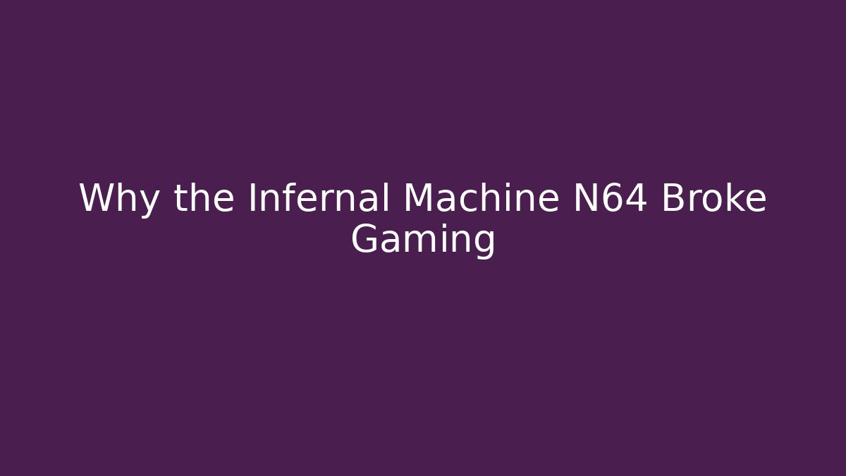 Why the Infernal Machine N64 Broke Gaming