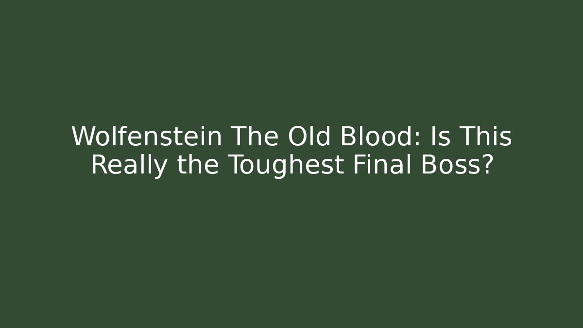 Wolfenstein The Old Blood: Is This Really the Toughest Final Boss?