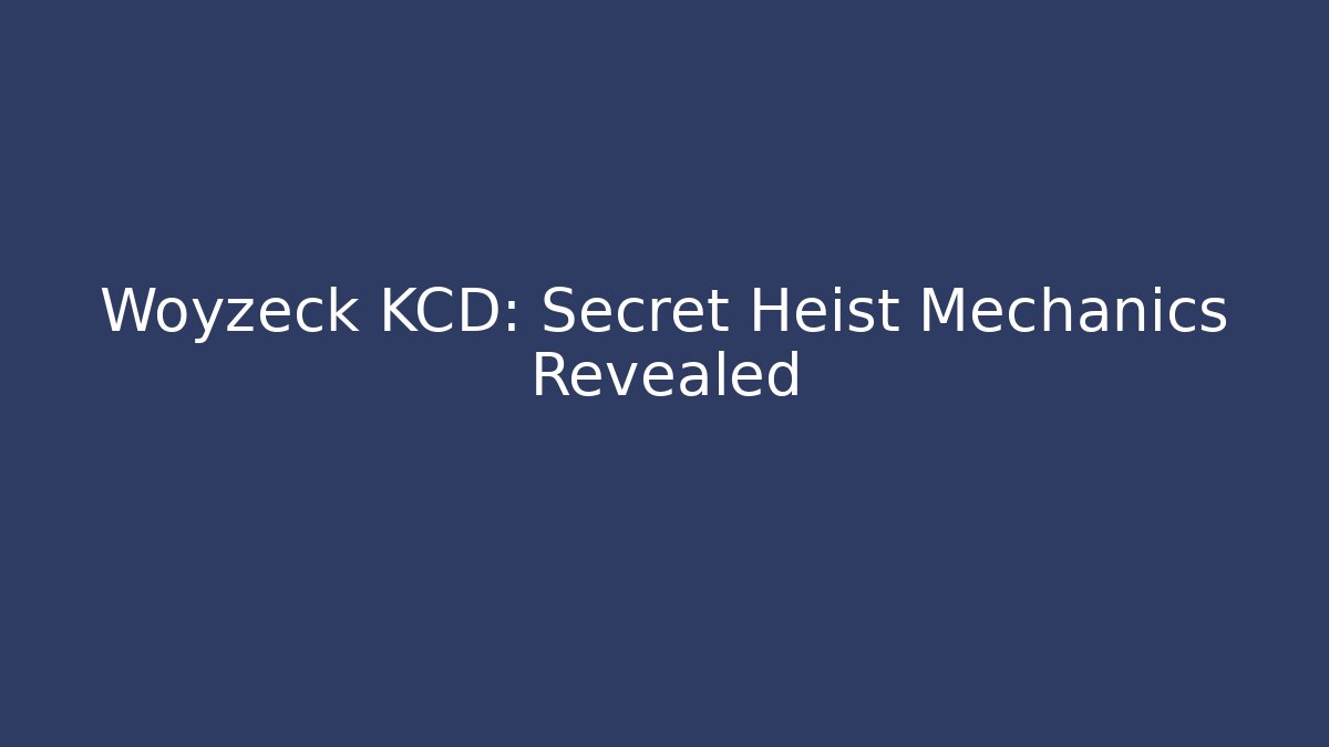 Woyzeck KCD: Secret Heist Mechanics Revealed