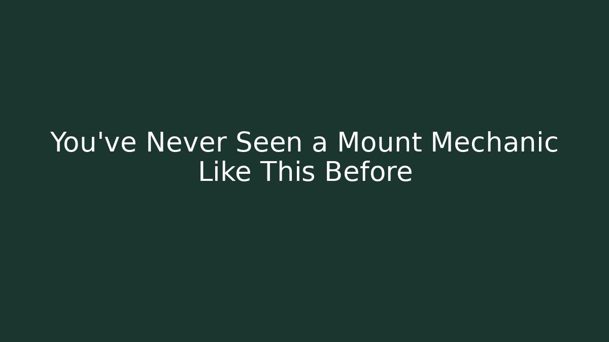 You've Never Seen a Mount Mechanic Like This Before