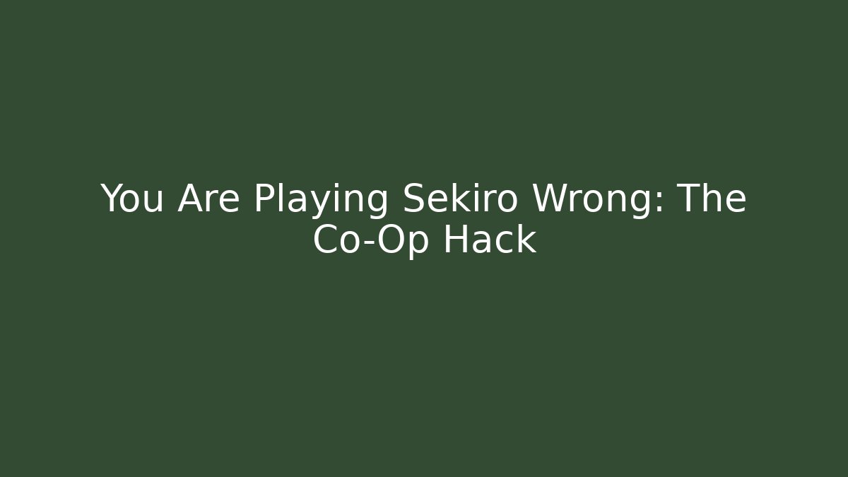 You Are Playing Sekiro Wrong: The Co-Op Hack