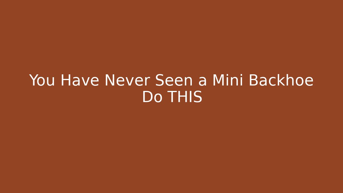 You Have Never Seen a Mini Backhoe Do THIS - Vintage E-Juice