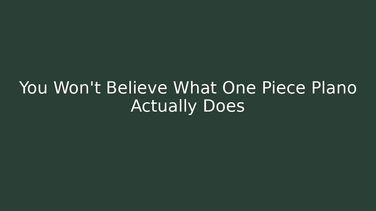 You Won't Believe What One Piece Plano Actually Does