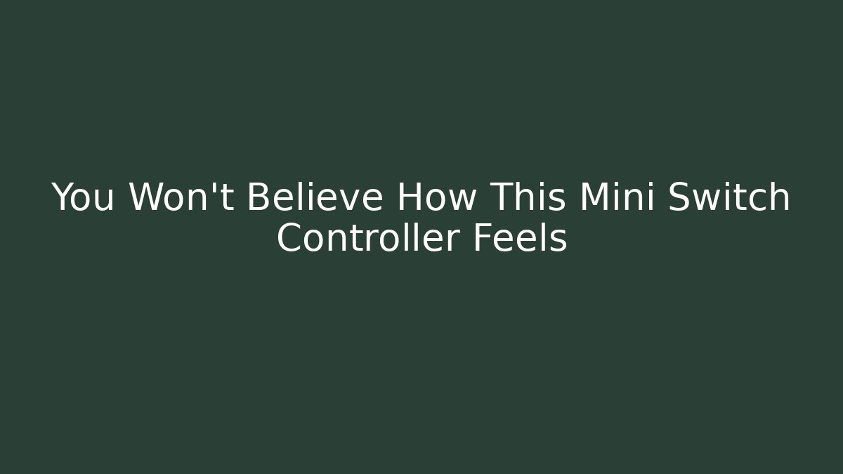 You Won’t Believe How This Mini Switch Controller Feels