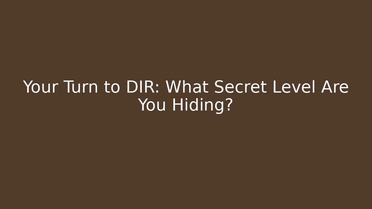 Your Turn to DIR: What Secret Level Are You Hiding?