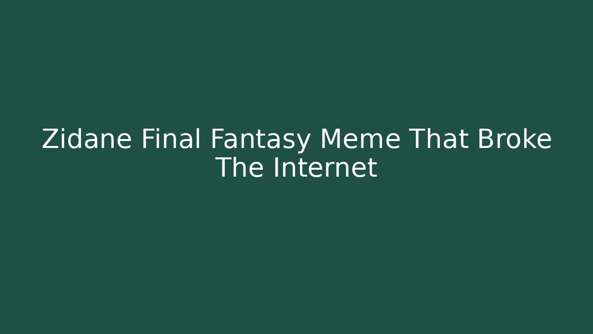 Zidane Final Fantasy Meme That Broke The Internet